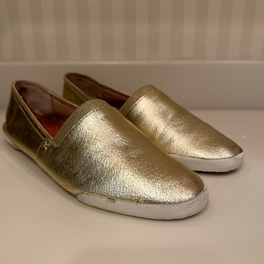 MFrye Melanie Metallic Gold Slip On Ballet Flats - Picture 2 of 16